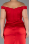 Long Red Satin Plus Size Evening Gown ABU6577