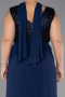 Long Navy Blue Chiffon Plus Size Evening Dress ABU6557