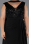 Long Black Chiffon Plus Size Evening Dress ABU6557