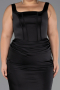 Long Black Satin Formal Plus Size Dress ABU6543
