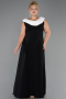 Long Black-White Chiffon Formal Plus Size Dress ABU6587