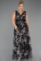 Long Black Laced Plus Size Evening Gown ABU4261