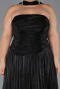 Long Black Chiffon Plus Size Evening Gown ABU5958