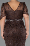 Long Brown Beaded Formal Plus Size Dress ABU6583
