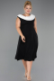 Midi Black-White Chiffon Plus Size Cocktail Dress ABK2692