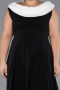 Midi Black-White Chiffon Plus Size Cocktail Dress ABK2692