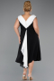 Midi Black-White Chiffon Plus Size Cocktail Dress ABK2692