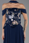 Long Navy Blue Chiffon Plus Size Evening Dress ABU6717