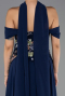 Long Navy Blue Chiffon Plus Size Evening Dress ABU6717