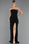 Long Black Chiffon Evening Dress ABU6589