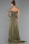 Long Olive Drab Chiffon Prom Gown ABU6590