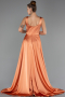 Long Orange Satin Prom Gown ABU6572