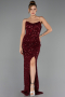 Long Burgundy Scaly Evening Dress ABU6503