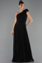 Long Black Chiffon Evening Dress ABU6593