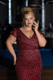 Long Burgundy Stony Plus Size Evening Dress ABU5439