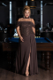 Long Brown Chiffon Plus Size Evening Dress ABU6274