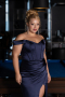 Long Navy Blue Satin Plus Size Evening Gown ABU6577