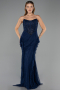 Long Navy Blue Dantelle Mermaid Evening Gown ABU6621