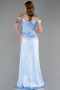 Long Light Blue Satin Prom Gown ABU6574