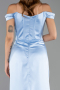 Long Light Blue Satin Prom Gown ABU6574