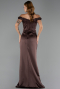 Long Brown Satin Prom Gown ABU6574