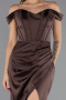Long Brown Satin Prom Gown ABU6574