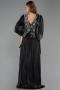 Long Black Chiffon Plus Size Evening Gown ABU6619
