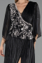 Long Black Chiffon Plus Size Evening Gown ABU6619