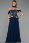 Long Navy Blue Chiffon Evening Dress ABU6612