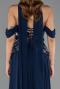Long Navy Blue Chiffon Evening Dress ABU6612