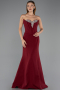 Long Burgundy Mermaid Evening Gown ABU6526