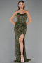 Long Olive Drab Scaly Evening Dress ABU6613