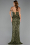 Long Olive Drab Scaly Evening Dress ABU6613