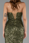 Long Olive Drab Scaly Evening Dress ABU6613