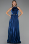 Long Navy Blue Chiffon Prom Gown ABU6614