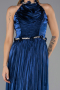 Long Navy Blue Chiffon Prom Gown ABU6614