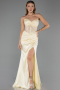 Long Yellow Satin Evening Dress ABU6616