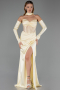 Long Yellow Satin Evening Dress ABU6616