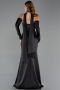 Long Black Satin Evening Dress ABU6616