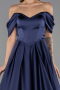 Long Navy Blue Satin Evening Dress ABU6617