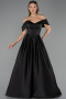 Long Black Satin Evening Dress ABU6617