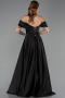 Long Black Satin Evening Dress ABU6617
