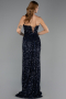 Long Navy Blue Scaly Evening Dress ABU6613