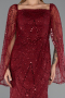 Long Burgundy Beaded Evening Dress ABU5066