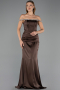 Long Brown Satin Mermaid Prom Dress ABU6608