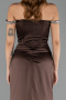 Long Brown Satin Mermaid Prom Dress ABU6608