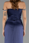 Long Navy Blue Satin Mermaid Prom Dress ABU6608