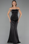 Long Black Satin Mermaid Prom Dress ABU6608
