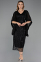 Midi Black Beaded Plus Size Cocktail Dress ABK2693