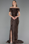 Long Brown Chiffon Prom Gown ABU6581